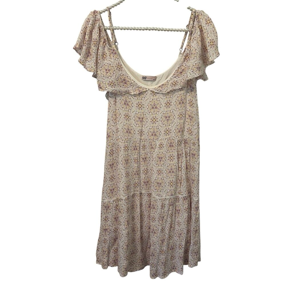 Women Coquette Mini Dress Large Floral Tiered Angelcore Ethereal Dainty SO Y2K